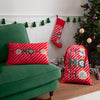 Evans Lichfield HoHoHo Velvet Piped 30cm x 50cm Filled Boudoir Red