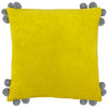 furn. Hoola Velvet Pom-Pom 45cm x 45cm Filled Cushion Yellow Grey