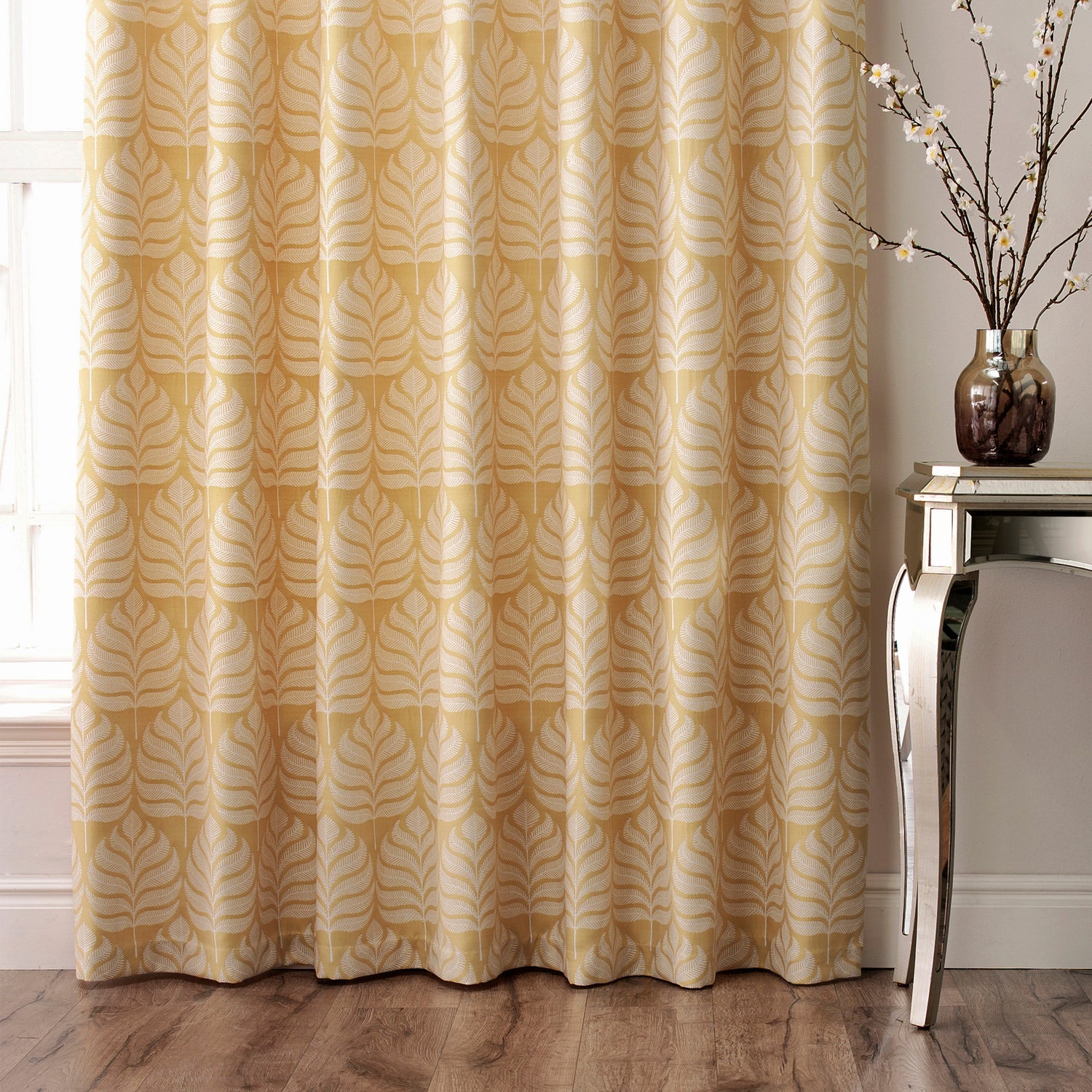 Paoletti Horto Botanical Ready Made Eyelet Curtains Ochre