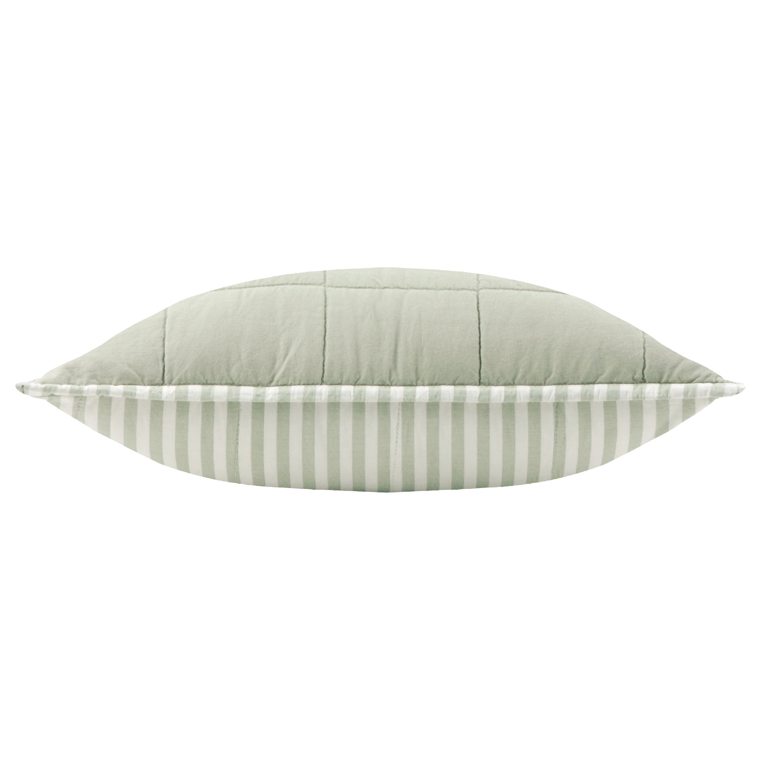 Yard Hebden Stripe Cotton 55cm x 55cm Filled Cushion Eucalyptus Bay Green