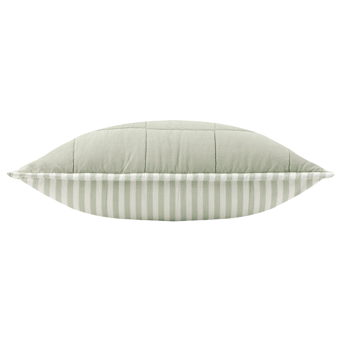Yard Hebden Stripe Cotton 55cm x 55cm Filled Cushion Eucalyptus Bay Green