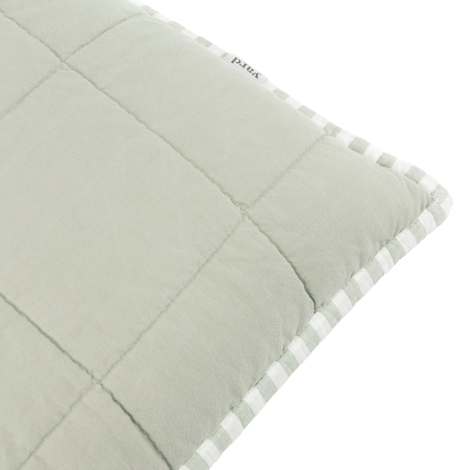 Yard Hebden Stripe Cotton 55cm x 55cm Filled Cushion Eucalyptus Bay Green