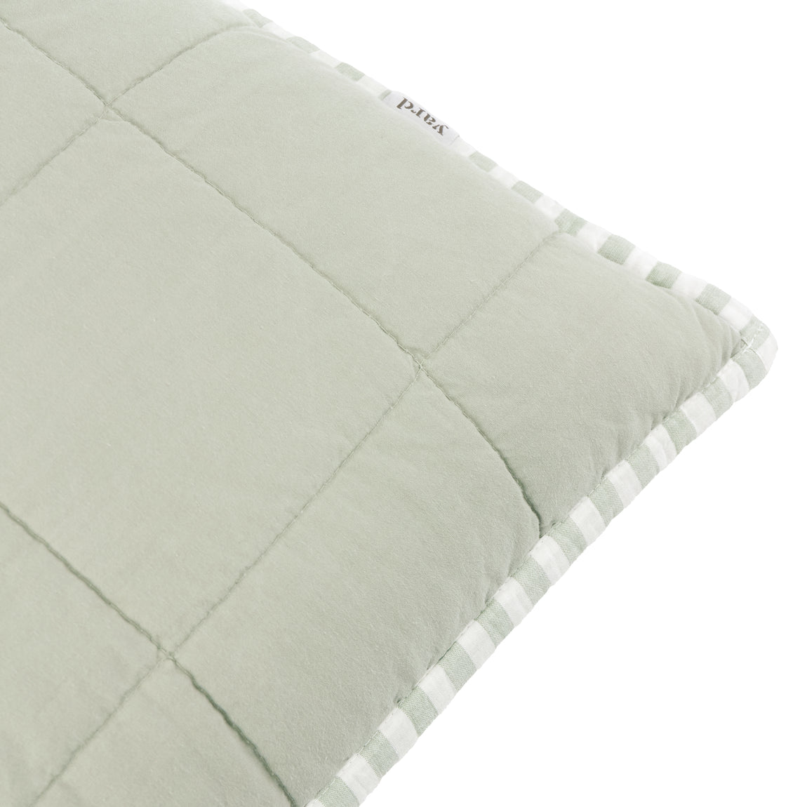 Yard Hebden Stripe Cotton 55cm x 55cm Filled Cushion Eucalyptus Bay Green