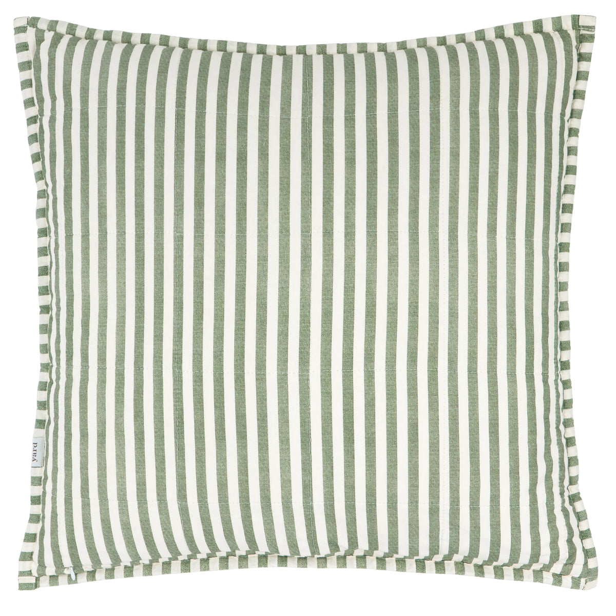 Yard Hebden Stripe Cotton 55cm x 55cm Filled Cushion Forest Bay Green