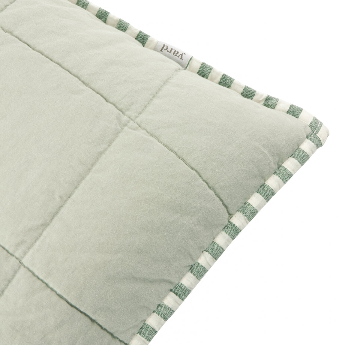 Yard Hebden Stripe Cotton 55cm x 55cm Filled Cushion Forest Bay Green