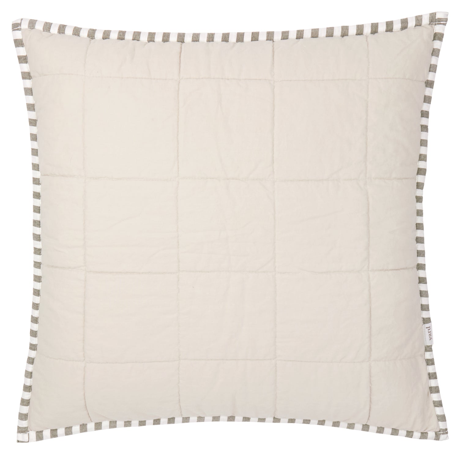 Yard Hebden Stripe Cotton 55cm x 55cm Filled Cushion Mole Stone