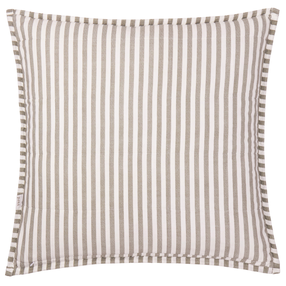 Yard Hebden Stripe Cotton 55cm x 55cm Filled Cushion Mole Stone