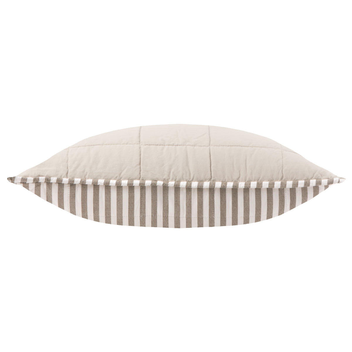 Yard Hebden Stripe Cotton 55cm x 55cm Filled Cushion Mole Stone
