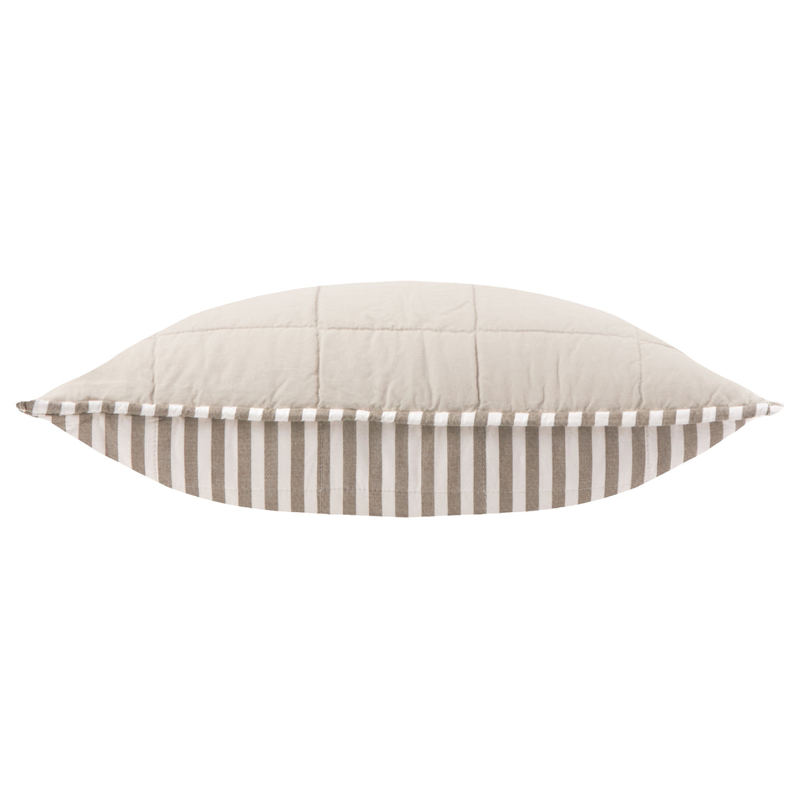 Yard Hebden Stripe Cotton 55cm x 55cm Filled Cushion Mole Stone