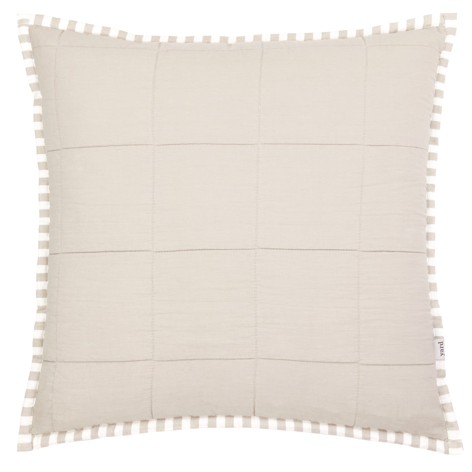 Yard Hebden Stripe Cotton 55cm x 55cm Filled Cushion Natural Stone