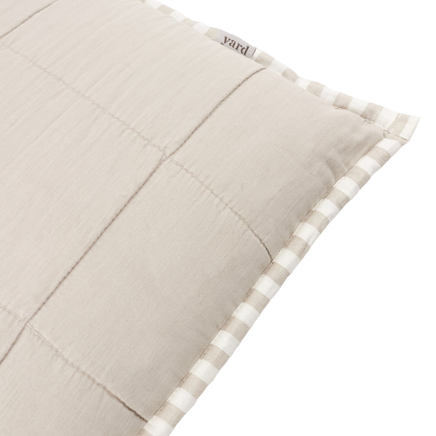 Yard Hebden Stripe Cotton 55cm x 55cm Filled Cushion Natural Stone
