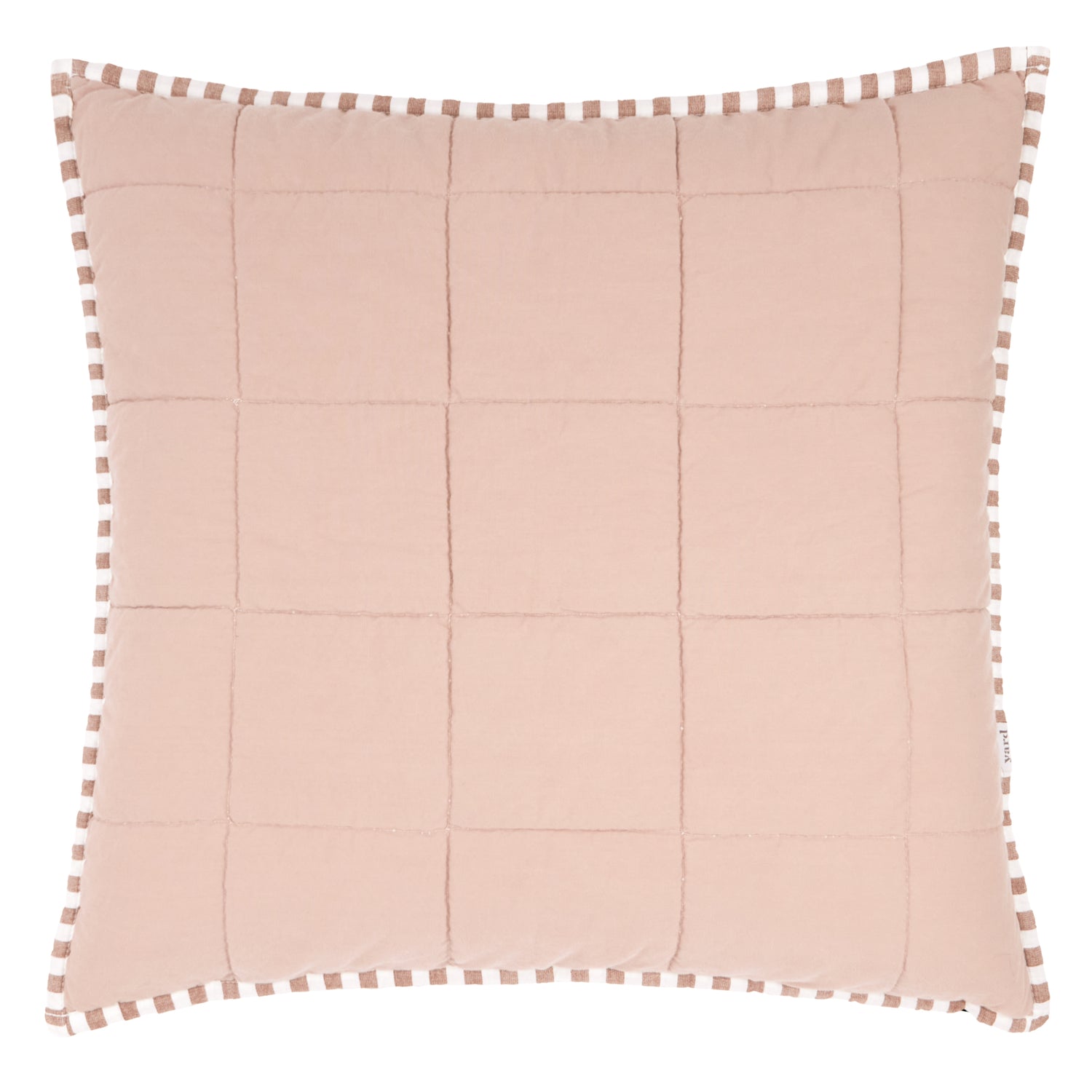 Yard Hebden Stripe Cotton 55cm x 55cm Filled Cushion Pecan Cotta