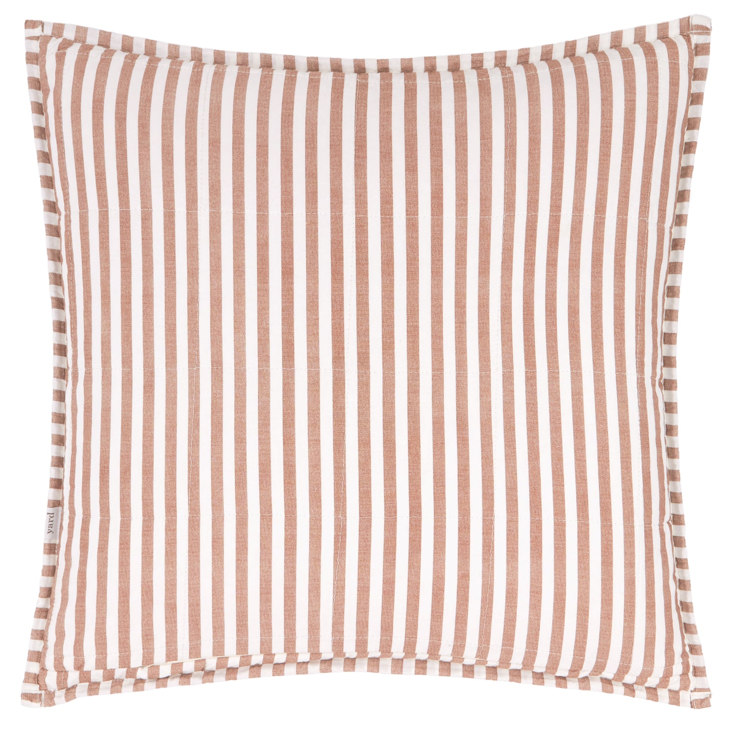 Yard Hebden Stripe Cotton 55cm x 55cm Filled Cushion Pecan Cotta