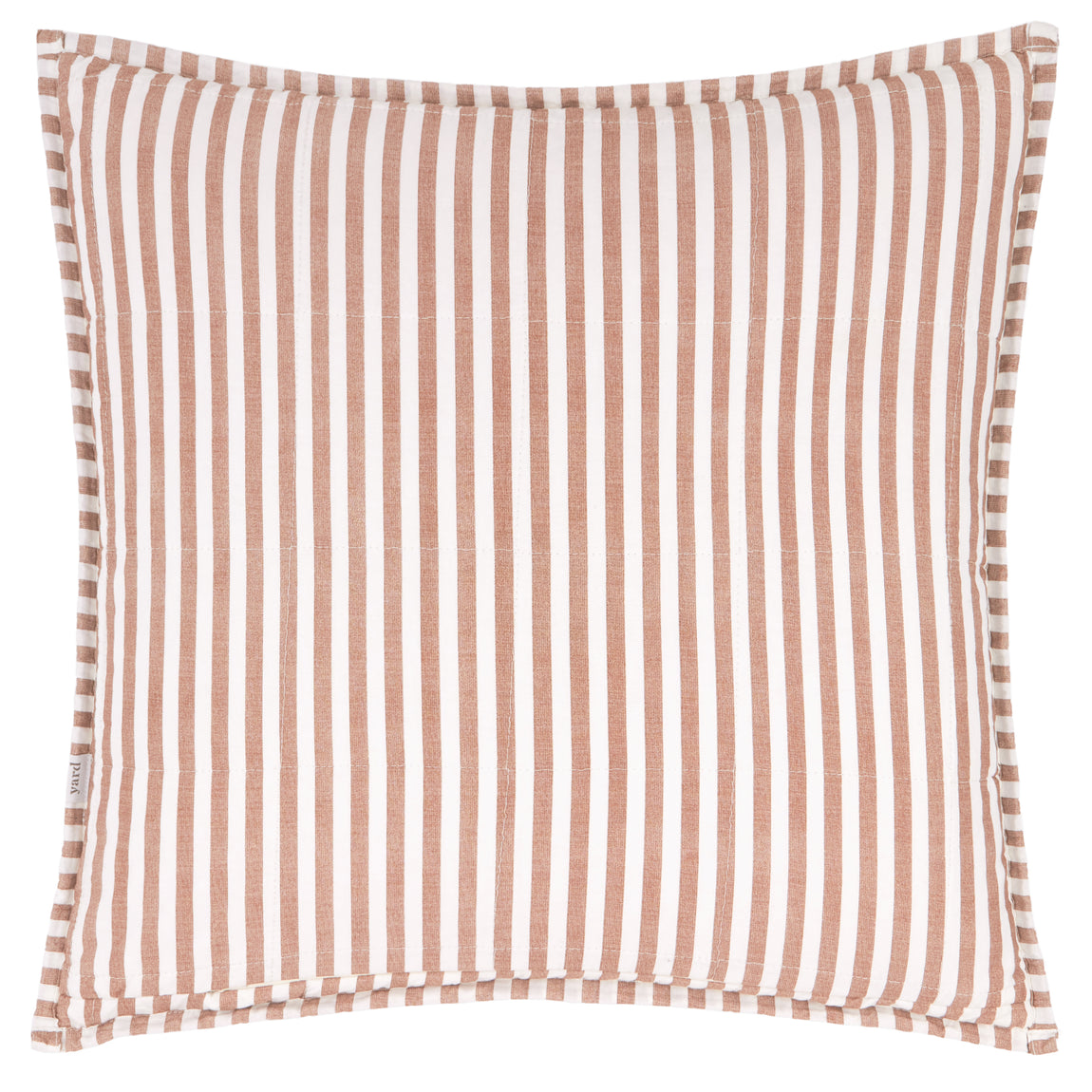 Yard Hebden Stripe Cotton 55cm x 55cm Filled Cushion Pecan Cotta