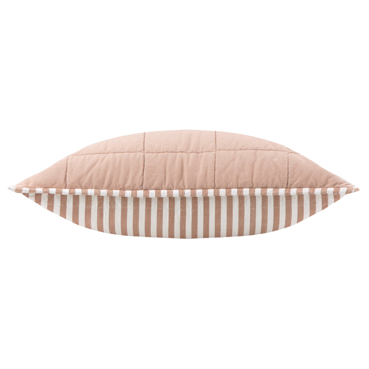 Yard Hebden Stripe Cotton 55cm x 55cm Filled Cushion Pecan Cotta
