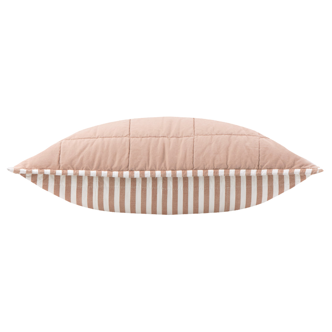 Yard Hebden Stripe Cotton 55cm x 55cm Filled Cushion Pecan Cotta