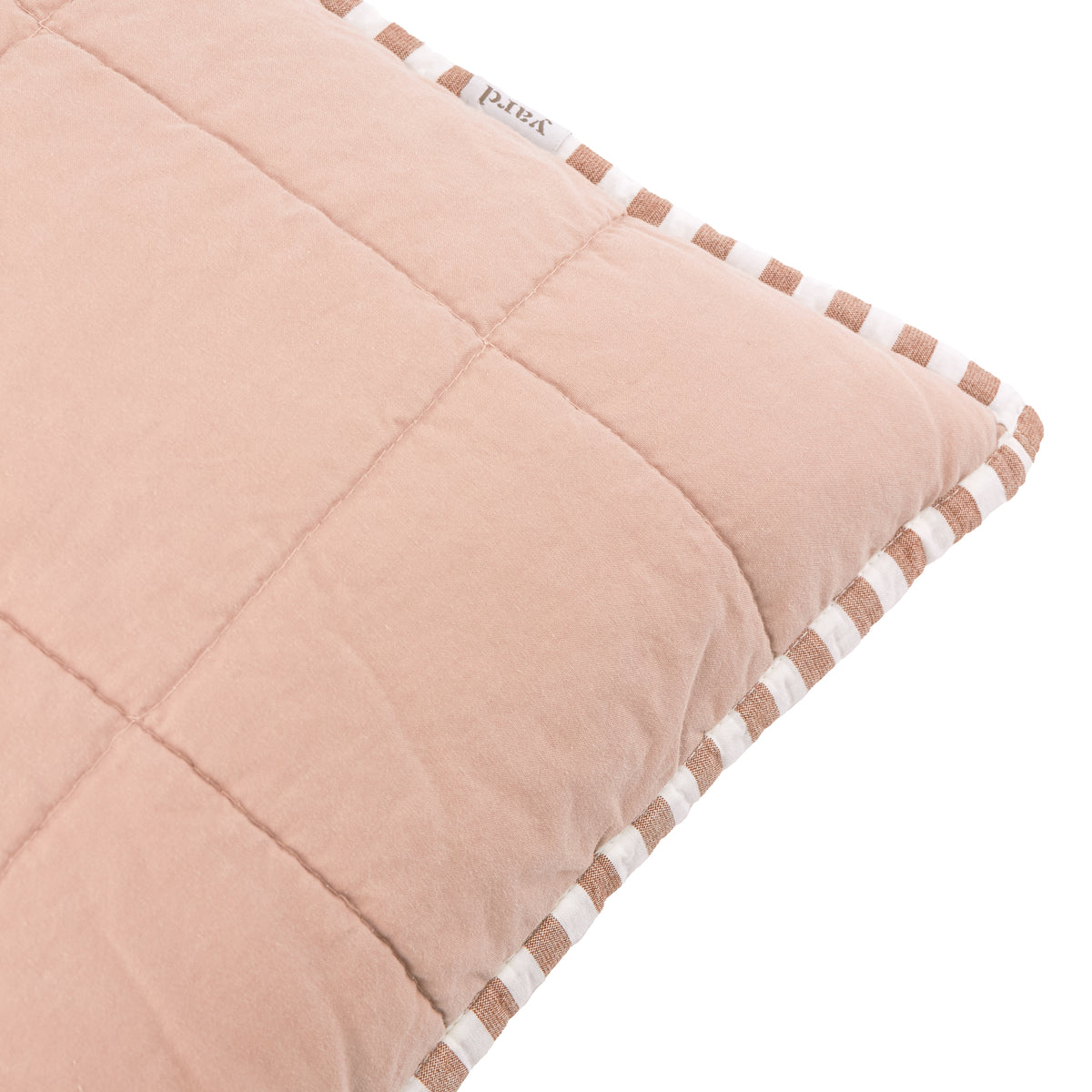 Yard Hebden Stripe Cotton 55cm x 55cm Filled Cushion Pecan Cotta