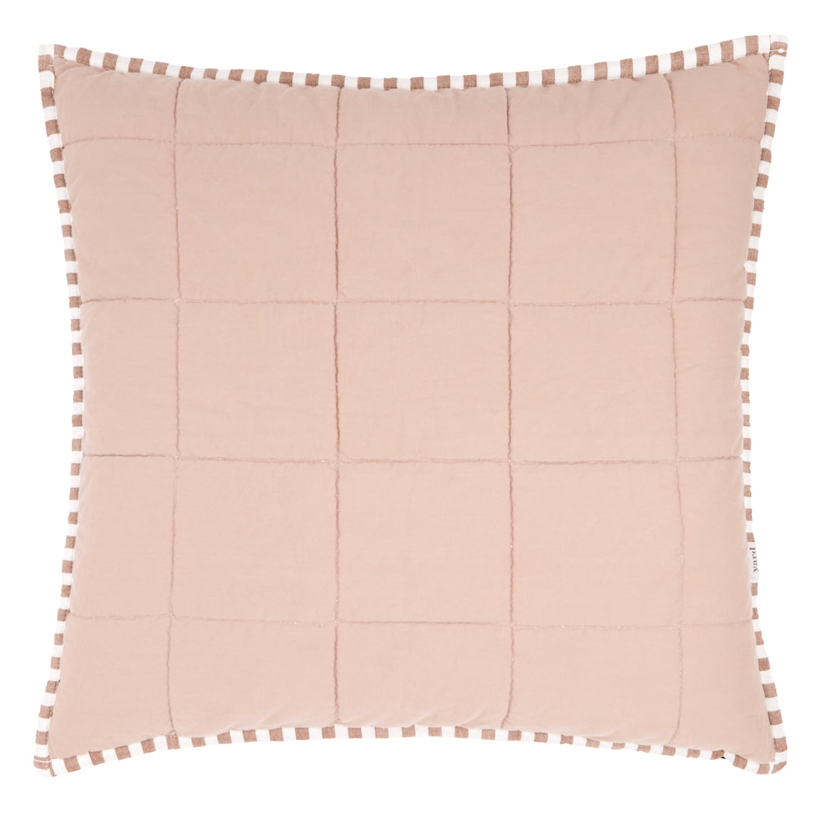 Yard Hebden Stripe Cotton 55cm x 55cm Filled Cushion Pecan Cotta