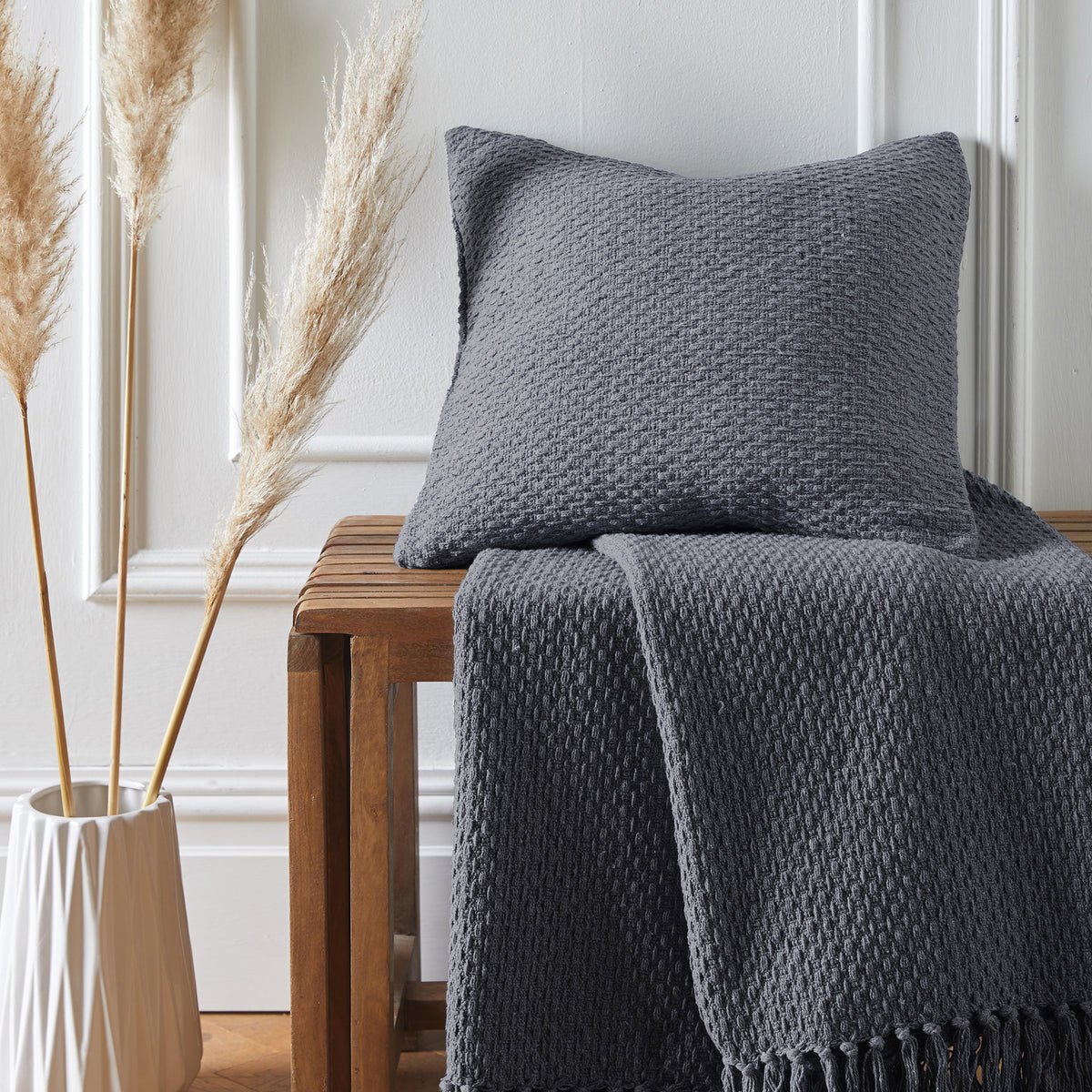 Drift Hayden Filled Cushion 43cm x 43cm Charcoal