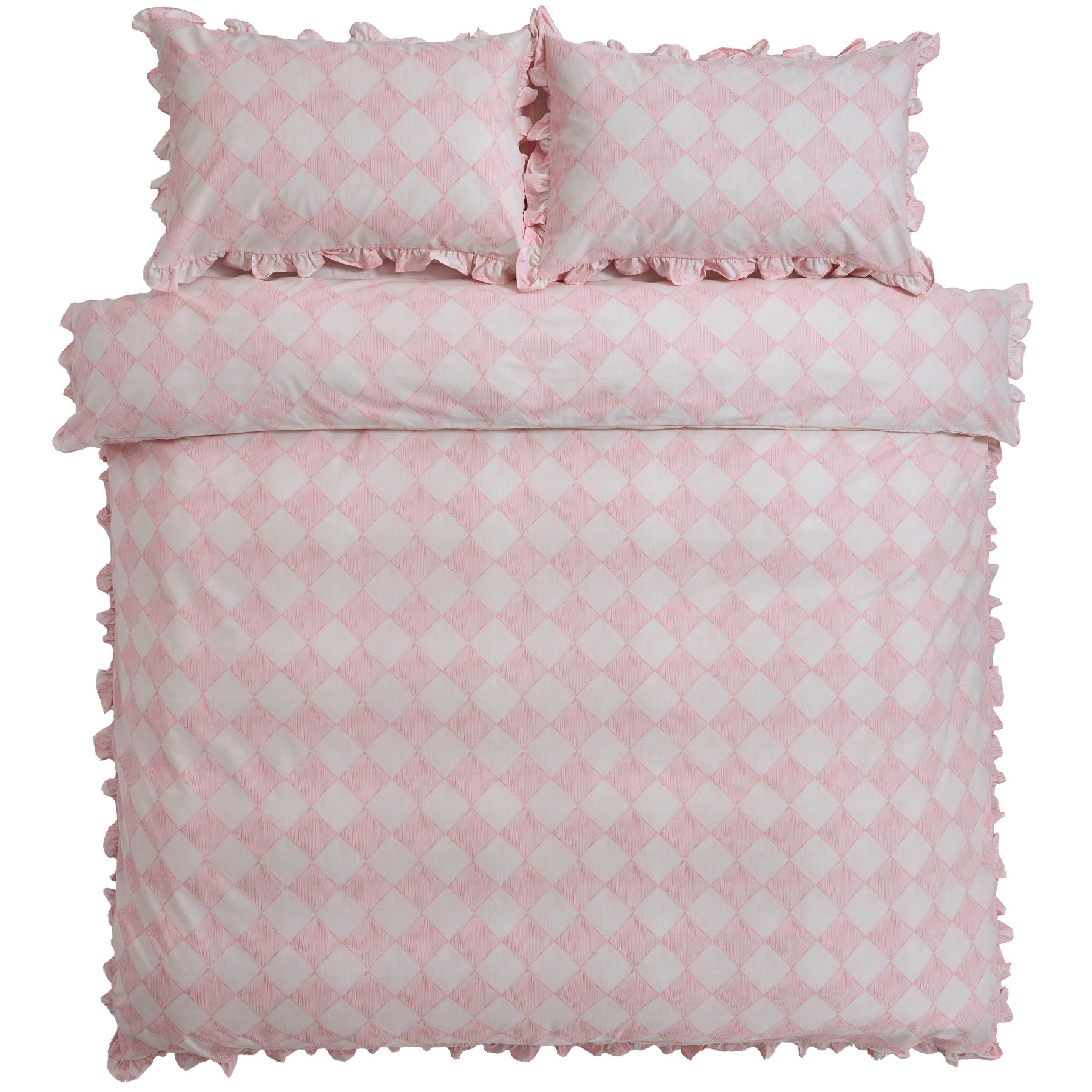 Cath Kidston Hand Painted Diamond Duvet Cover Bedding Set Sorbet