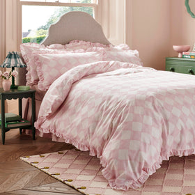 Cath Kidston Hand Painted Diamond Duvet Cover Bedding Set Sorbet