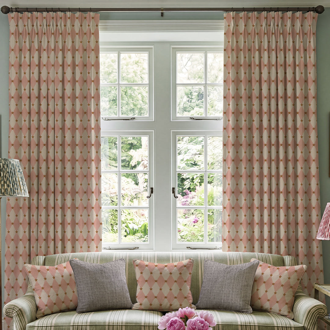 Carrie Neely Star And Harlequin Made To Measure Curtains Blush Pink