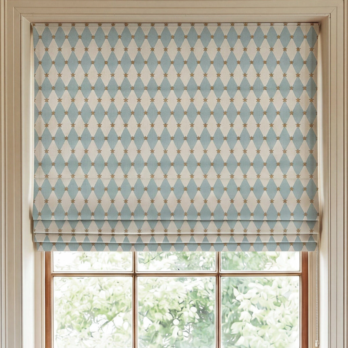 Carrie Neely Star And Harlequin Made To Measure Roman Blind Sky Blue
