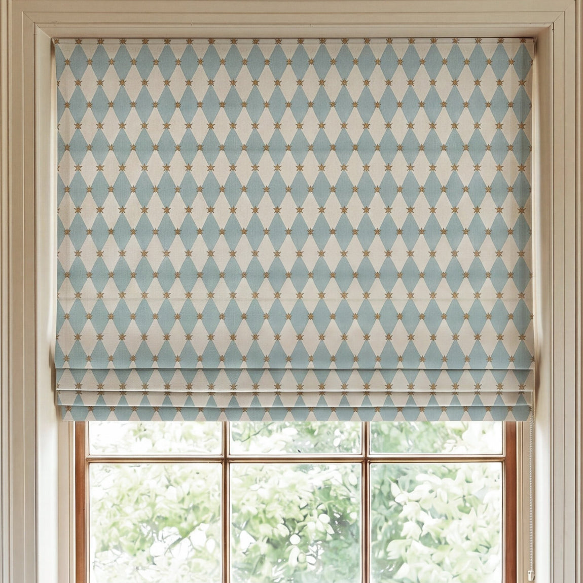 Carrie Neely Star And Harlequin Made To Measure Roman Blind Sky Blue