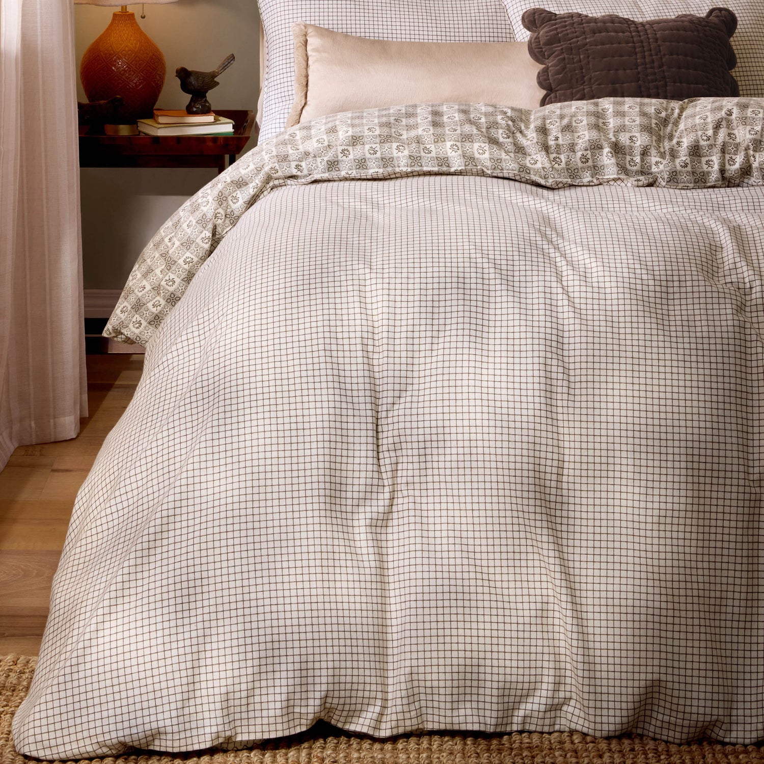 Laura Ashley Hartley Check Duvet Cover Bedding Set Dark Truffle Brown