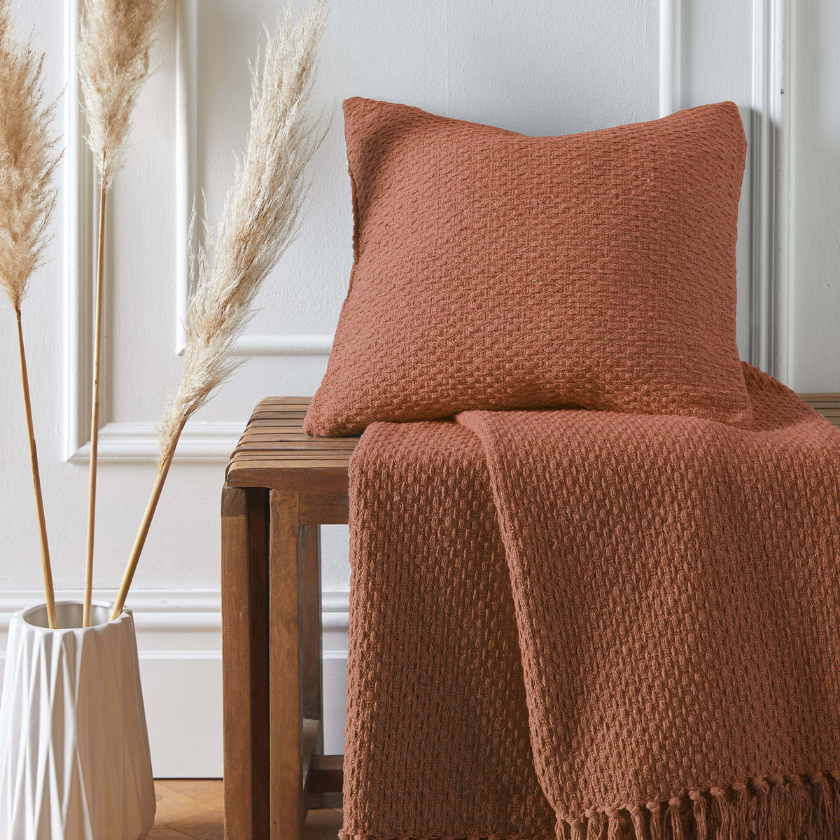 Drift Home Hayden Filled Cushion 43cm x 43cm Terracotta
