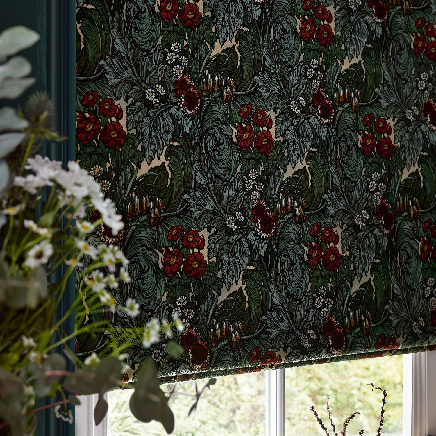 HOUSE Llewelyn-Bowen Hedgerovia Printed Velvet Made To Measure Curtains Rosetint