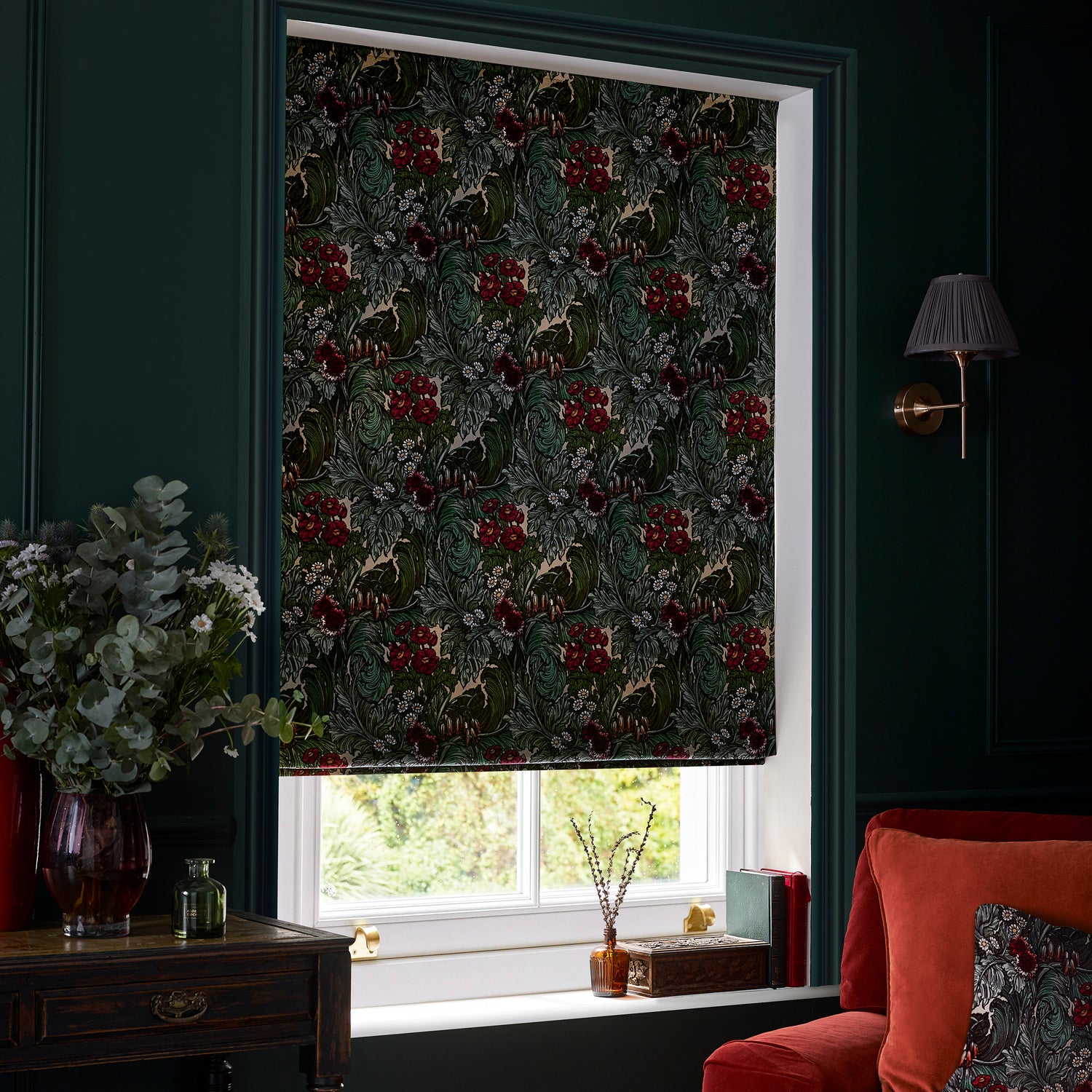 HOUSE Llewelyn-Bowen Hedgerovia Printed Velvet Made To Measure Curtains Rosetint