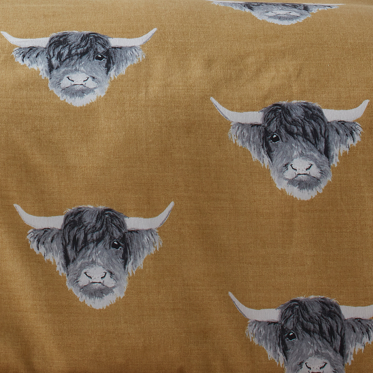 Fusion Snug Highland Cow Duvet Cover Bedding Set Ochre