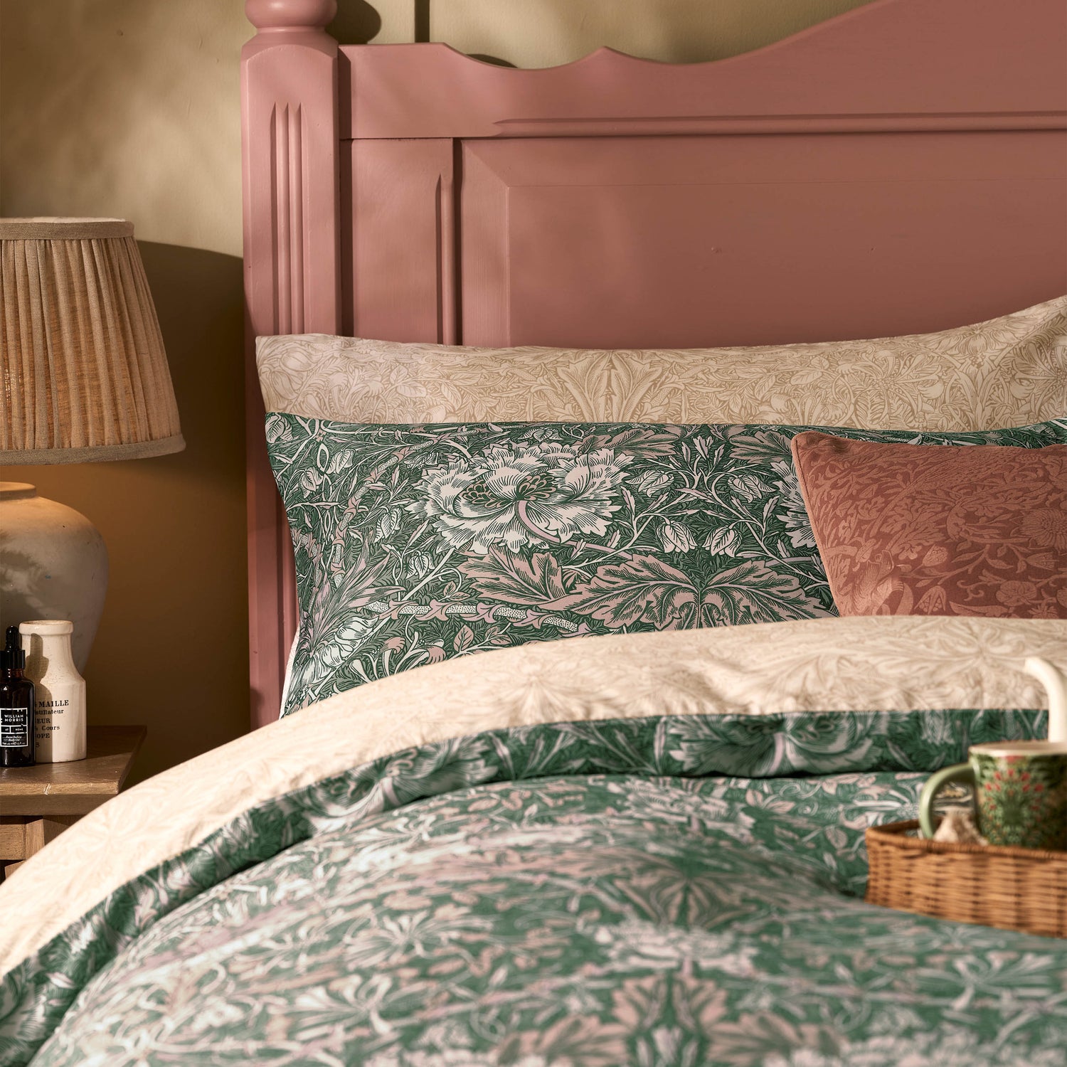 William Morris At Home Honeysuckle And Tulip Pillowcase Housewife Sage Plaster