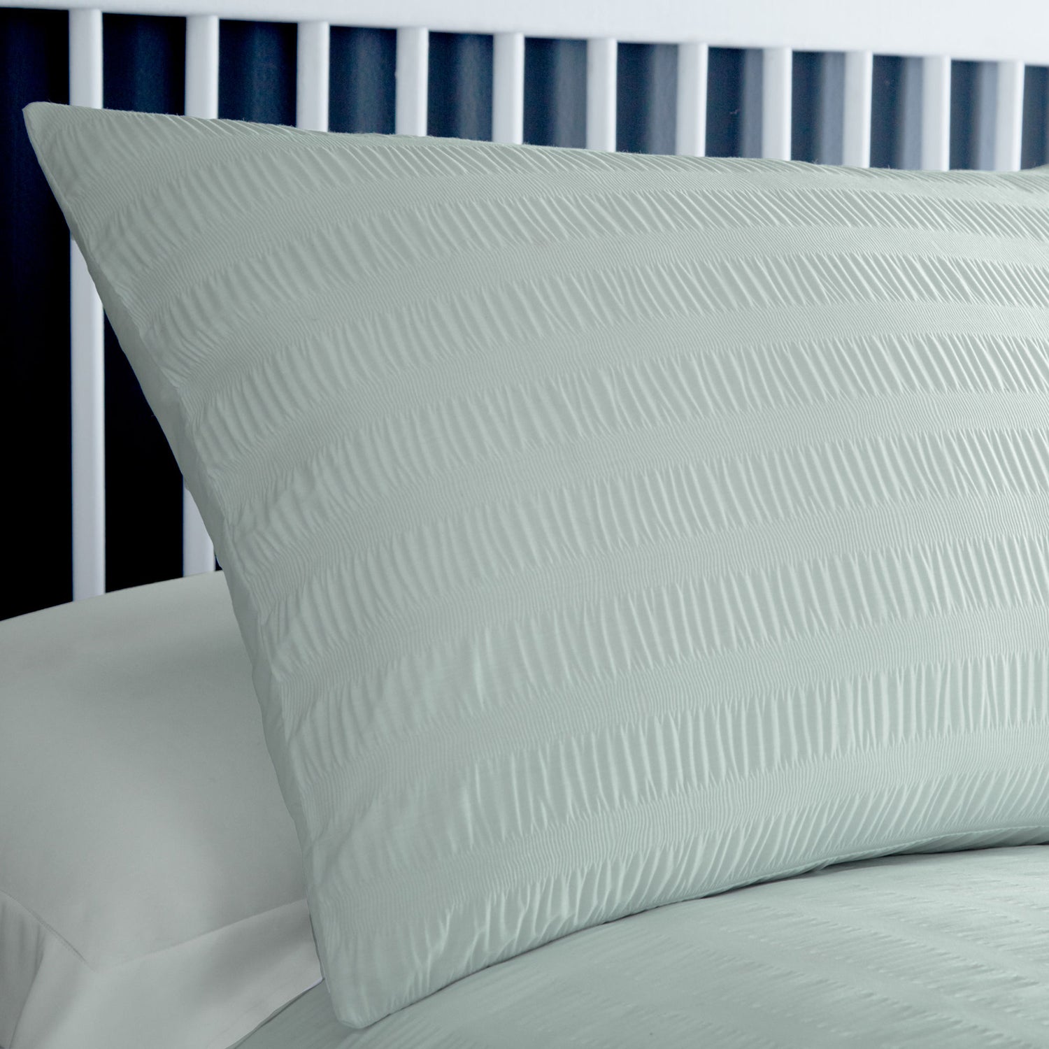 Serene Honley Seersucker Duvet Cover Bedding Set Duckegg