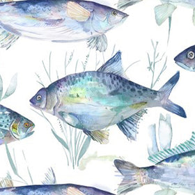 Voyage Maison Iveswaters Printed Cotton Fabric Cobalt