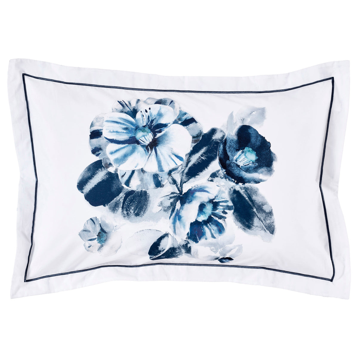 Designers Guild Indigo Flower Pair of Oxford Pillowcases Indigo