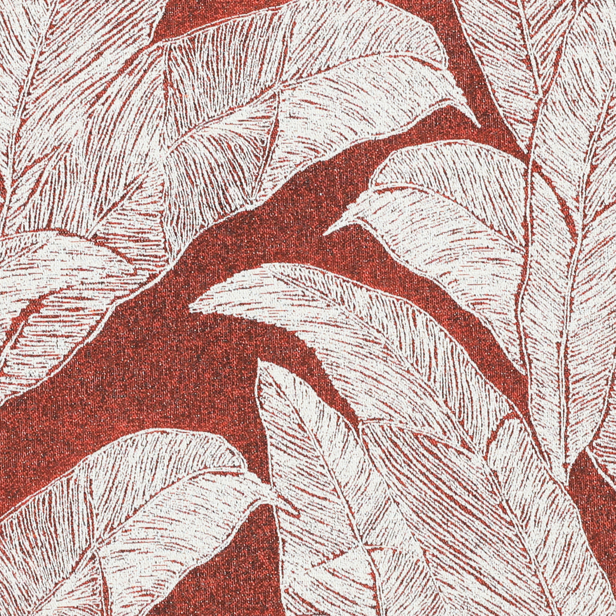 Linda Barker Evergreen Leaf Woven Fabric Burnt Sienna