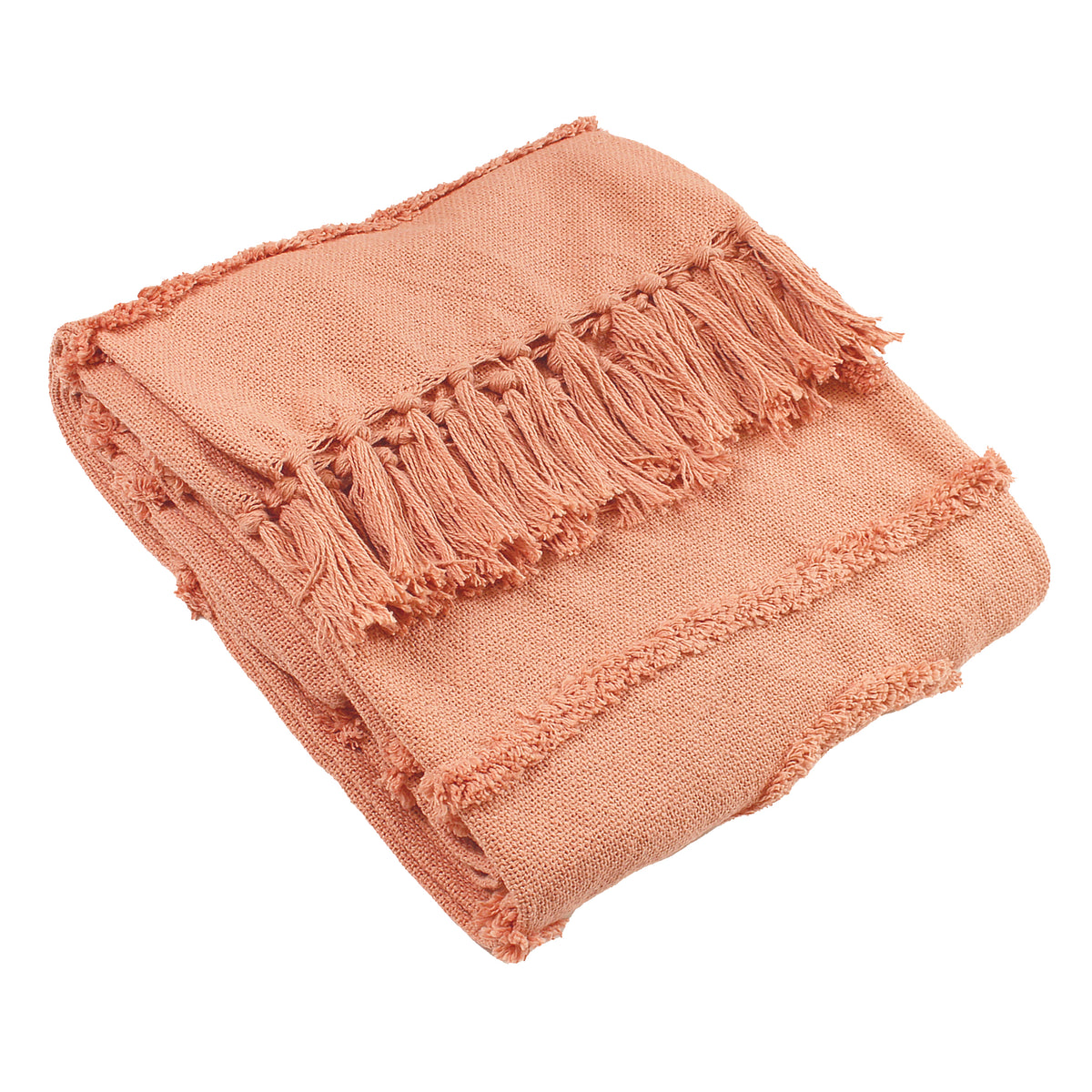furn. Jakarta Tufted Tasselled 130cm x 180cm Throw Blush
