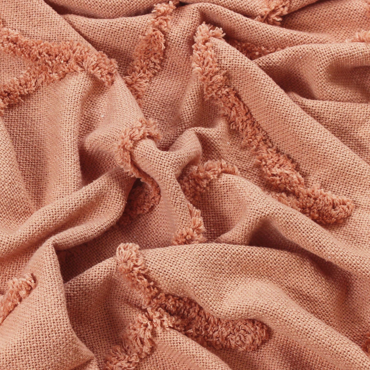 furn. Jakarta Tufted Tasselled 130cm x 180cm Throw Blush