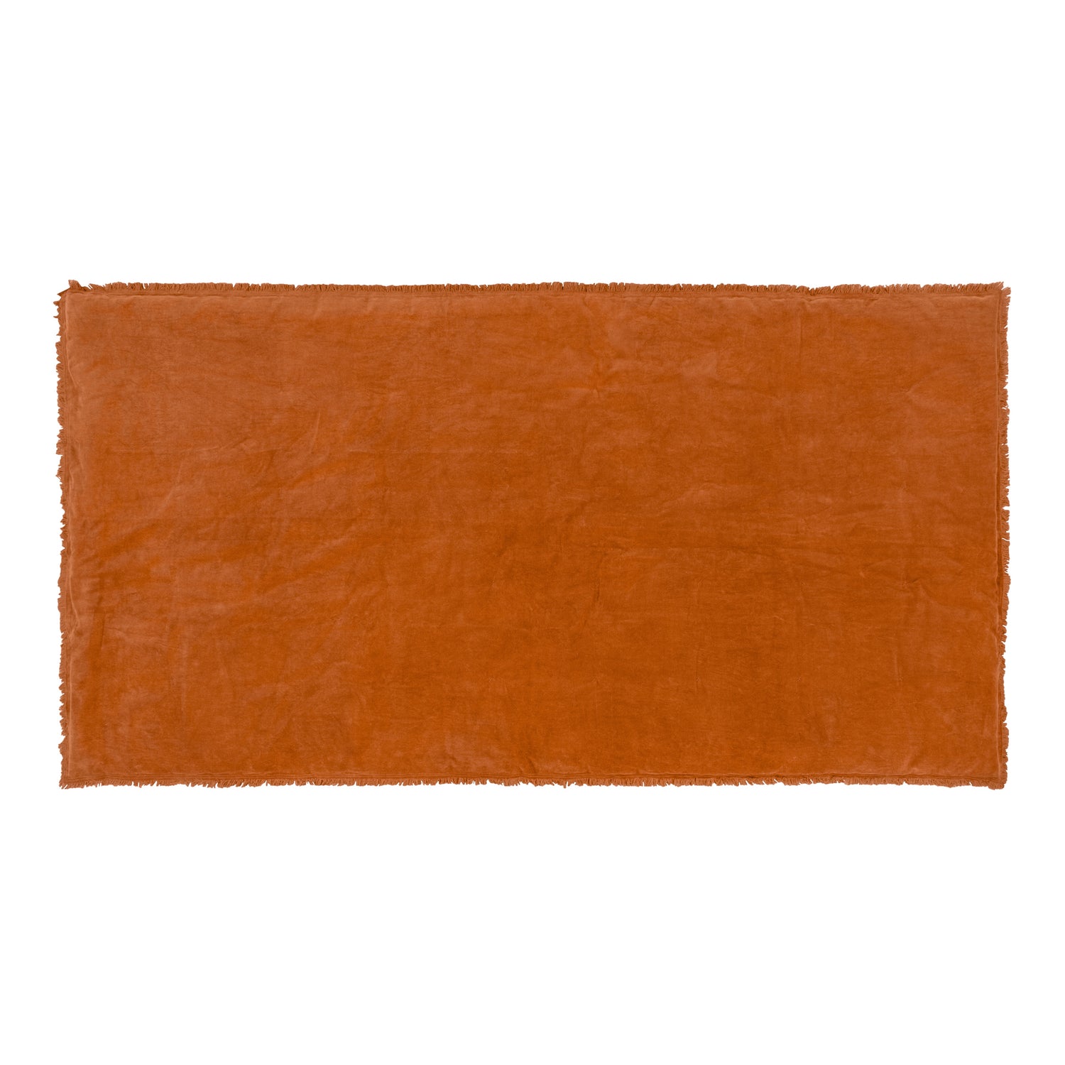Jaye Cotton Velvet 140cm x 220cm Bedspread Rust