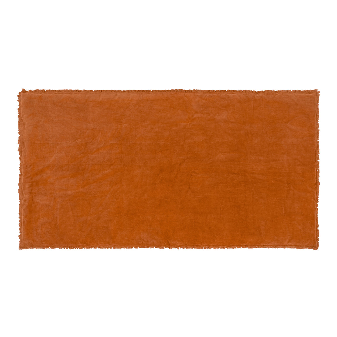 Jaye Cotton Velvet 140cm x 220cm Bedspread Rust