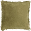 Yard Jaye Velvet Fringed Filled Cushion 45cm x 45cm Moss