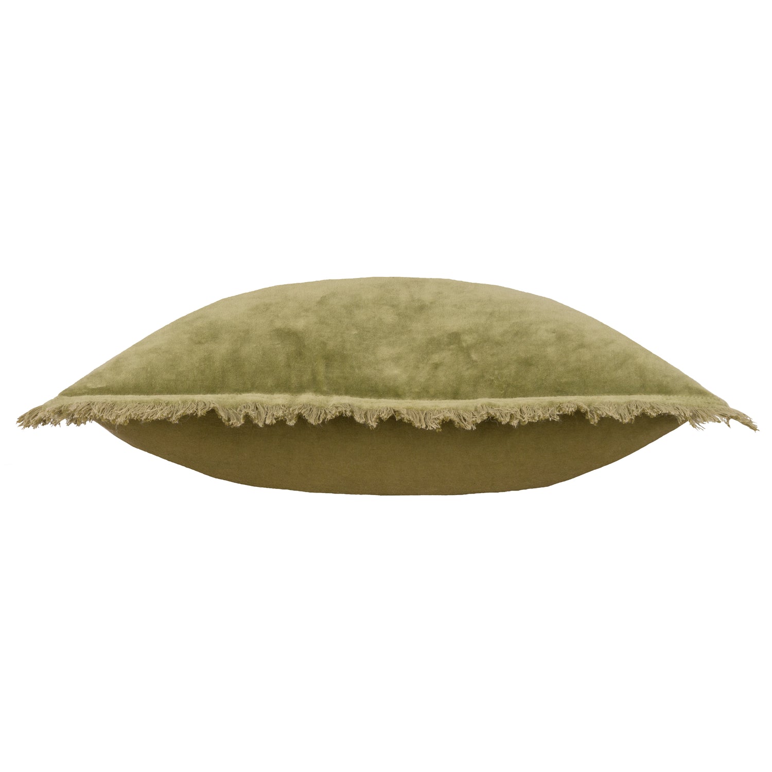 Yard Jaye Velvet Fringed Filled Cushion 45cm x 45cm Moss
