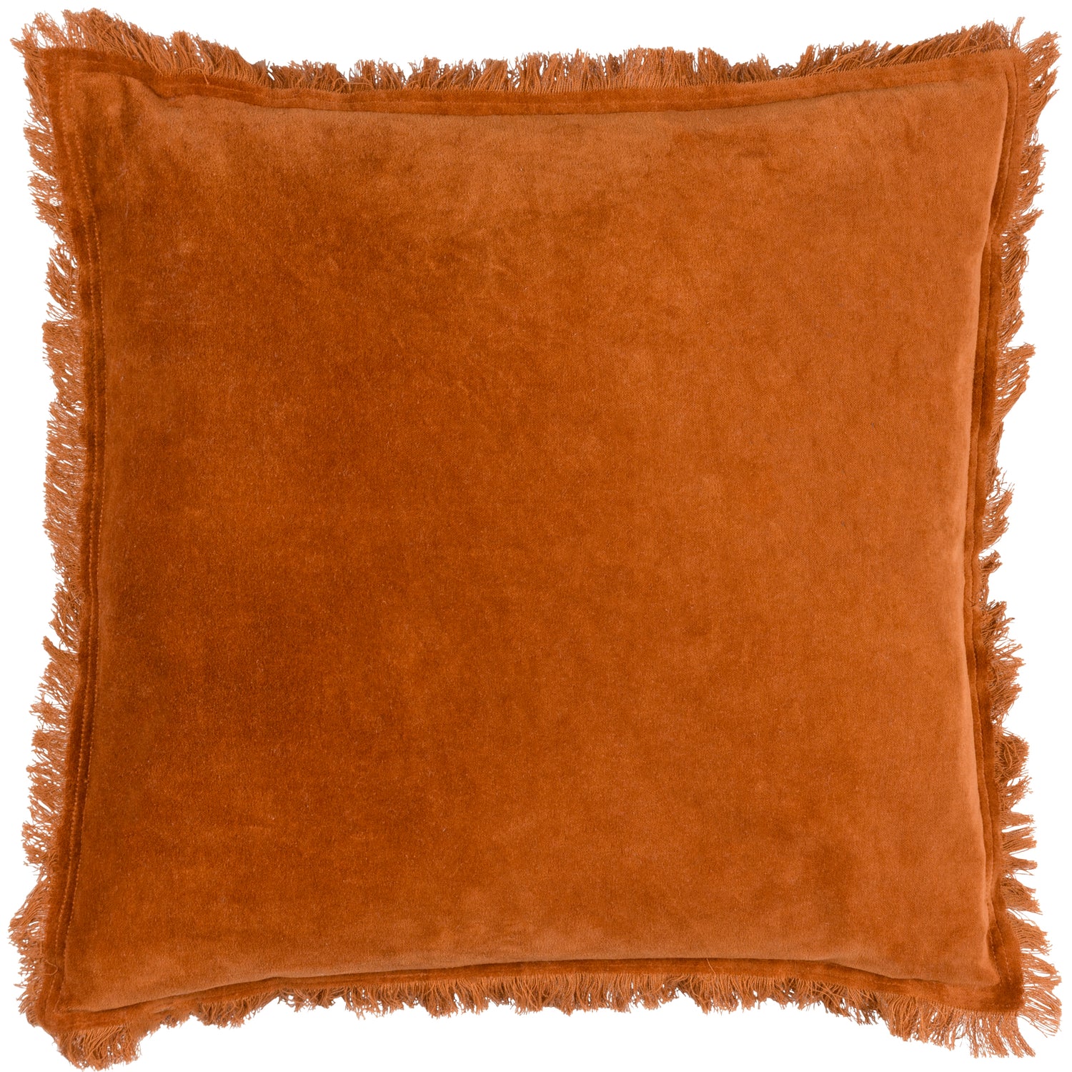 Yard Jaye Velvet Fringed Filled Cushion 45cm x 45cm Rust