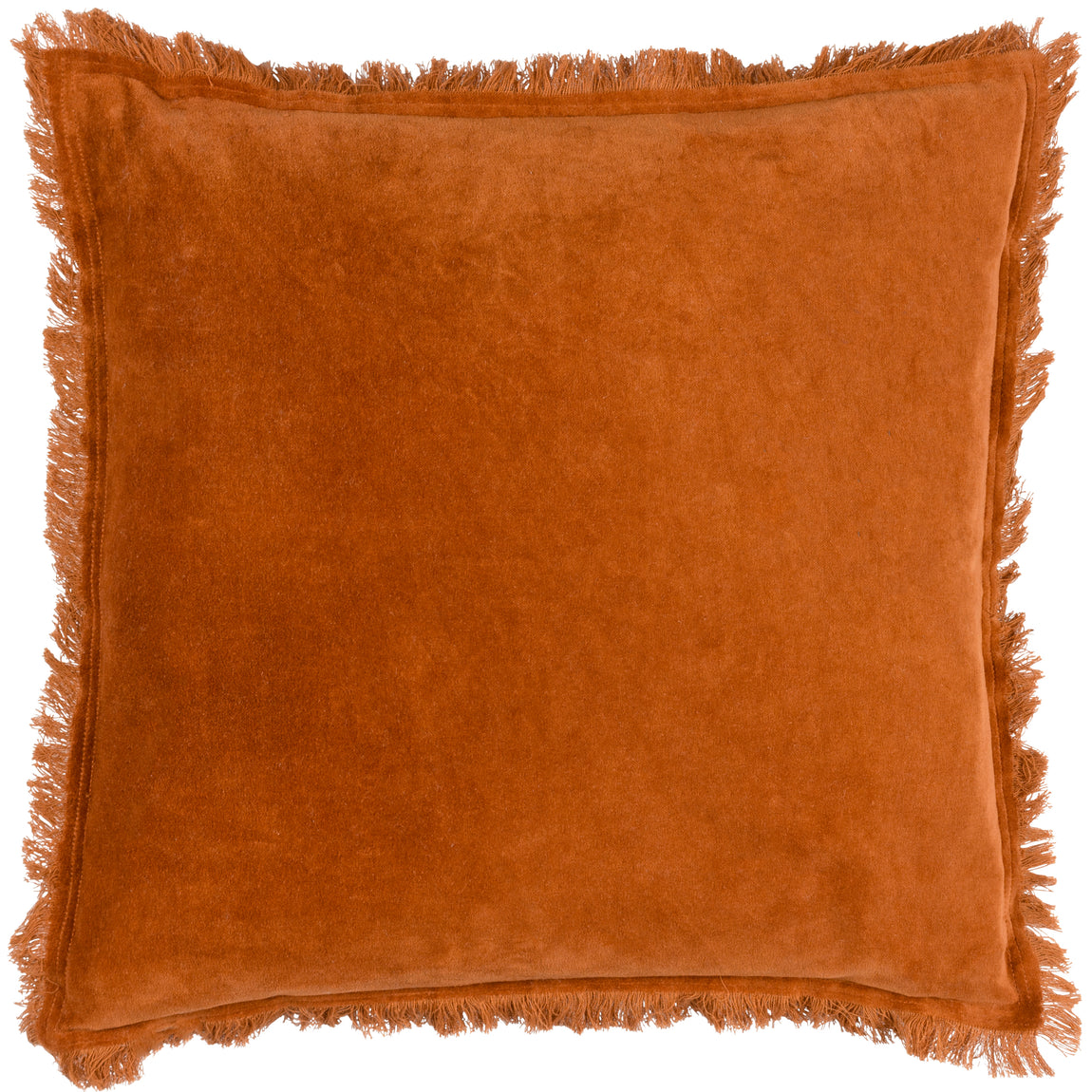 Yard Jaye Velvet Fringed Filled Cushion 45cm x 45cm Rust