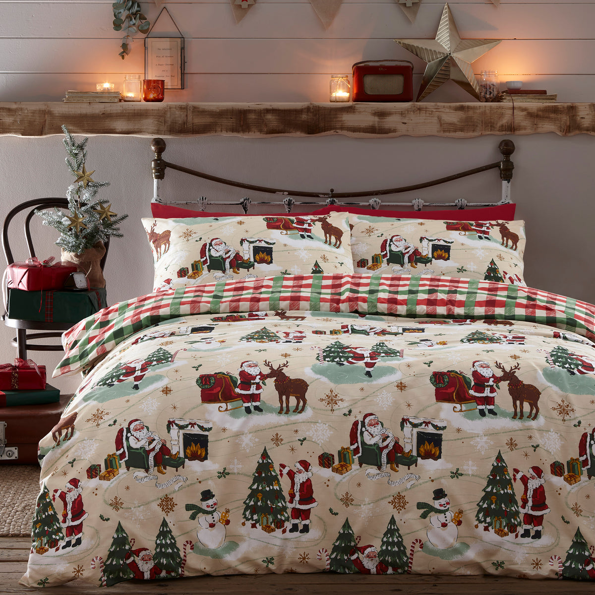 Furn Jolly Santa Christmas Duvet Cover Bedding Set Multi