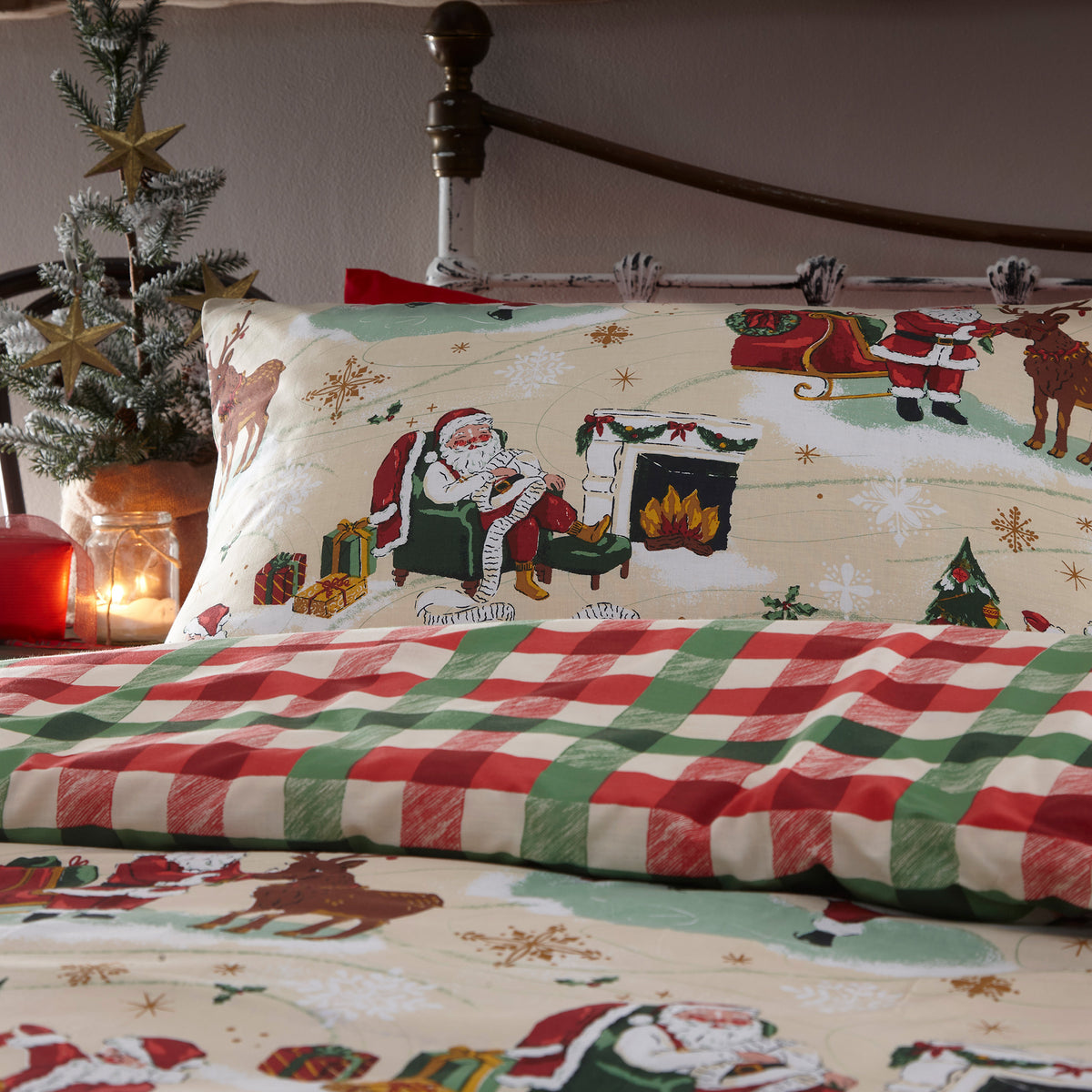 Furn Jolly Santa Christmas Duvet Cover Bedding Set Multi