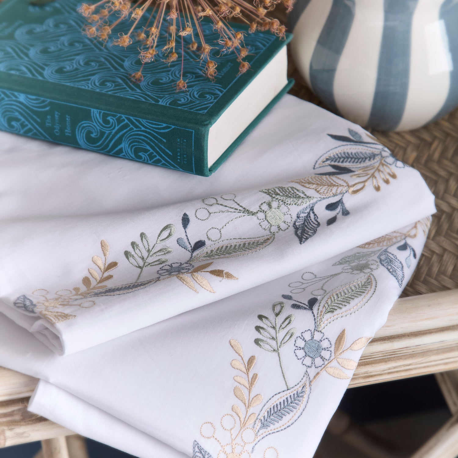 Appletree Julianna Embroidered Duvet Cover Bedding Set White