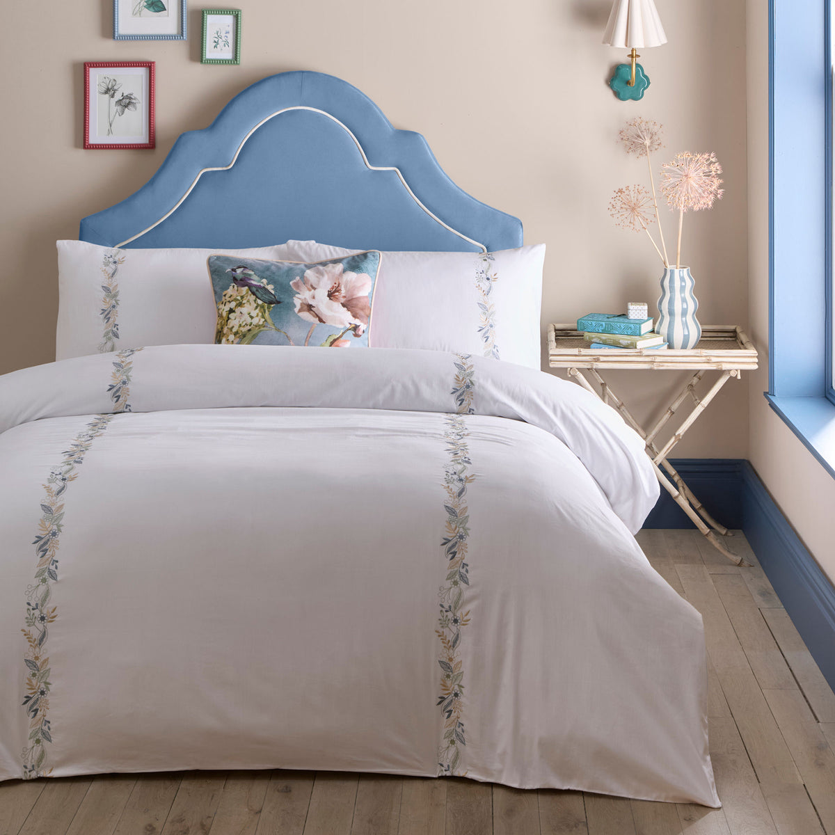 Appletree Julianna Embroidered Duvet Cover Bedding Set White